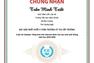 Thành tích đạt được của học sinh tham gia IOE Cấp Trường  năm học 2025–2026